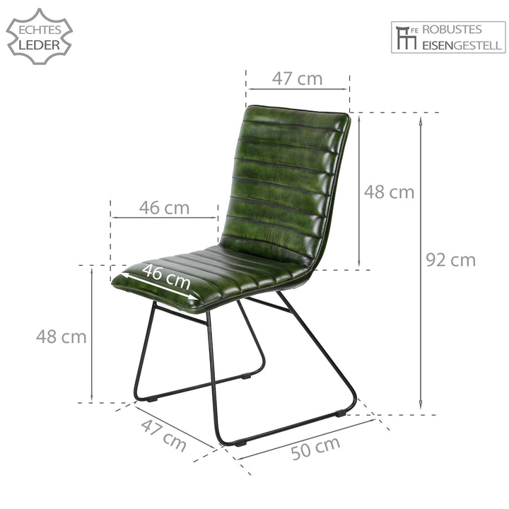 Dining room chair leather green