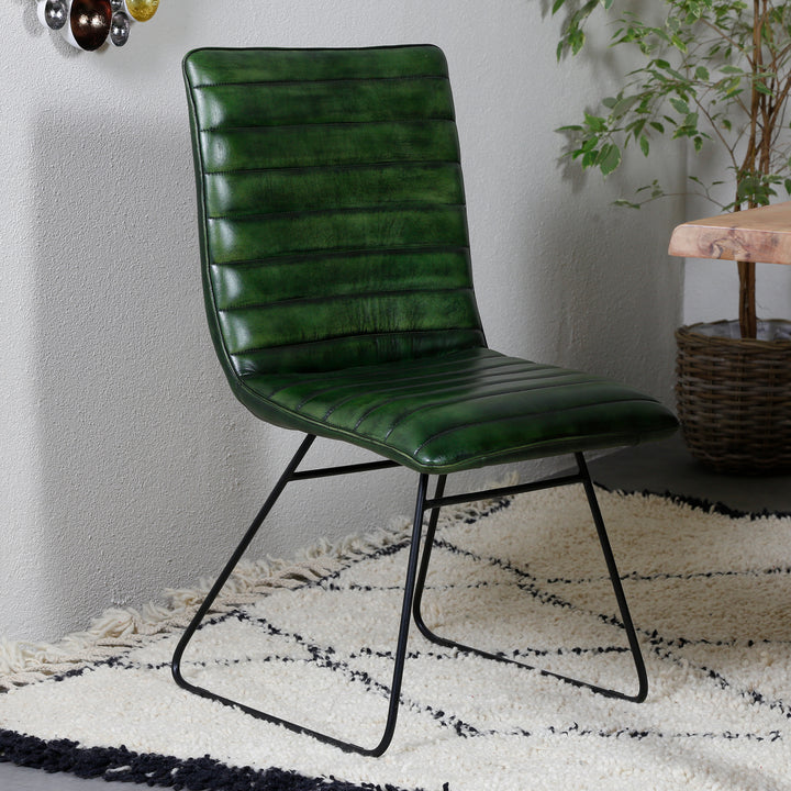 Dining room chair leather green