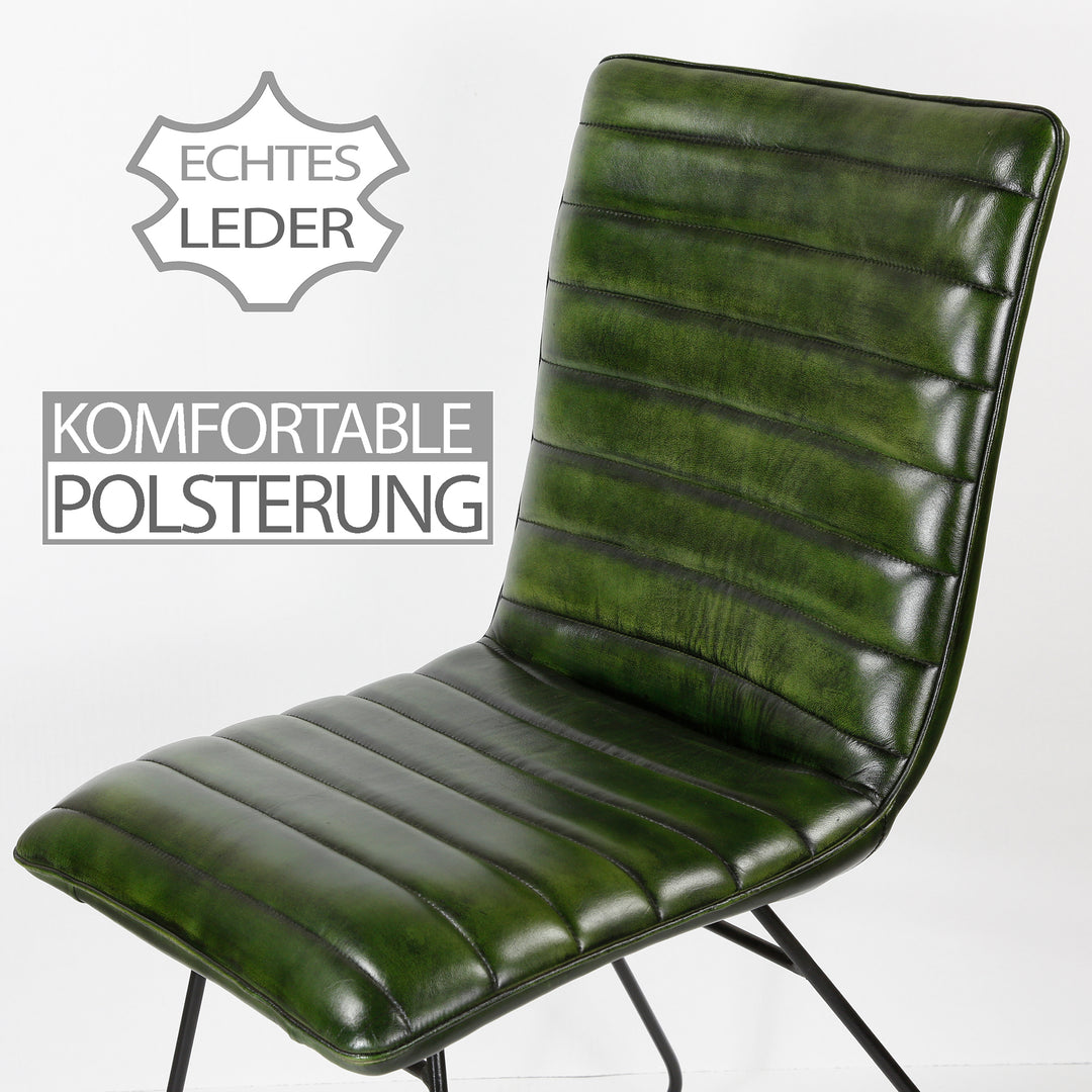 Dining room chair leather green