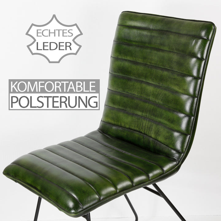 Dining room chair leather green