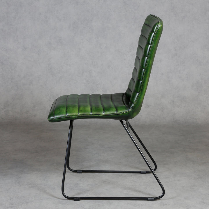 Dining room chair leather green