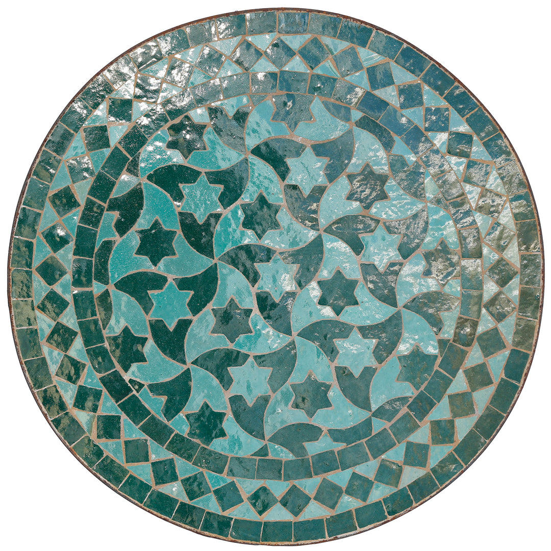Small side table 45 cm with green mosaic in the shape of a star - traditionally made in Morocco