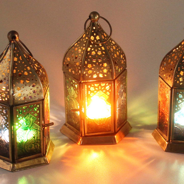 Oriental glass lanterns Nael multicolored set of 3