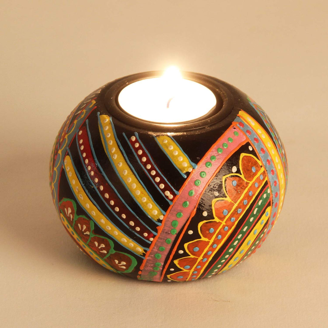 Oriental hand-painted tea light holders Aicha set of 3