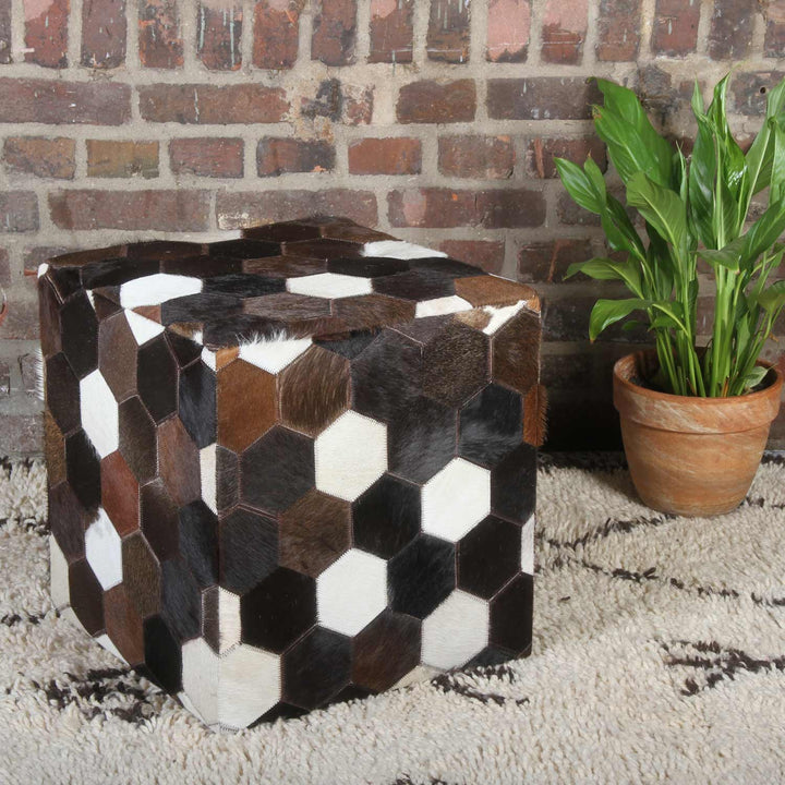 Patchwork leather seat cushion Vanita