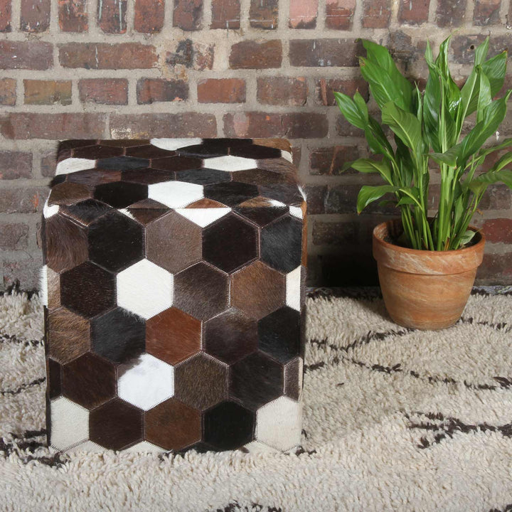 Patchwork leather seat cushion Vanita