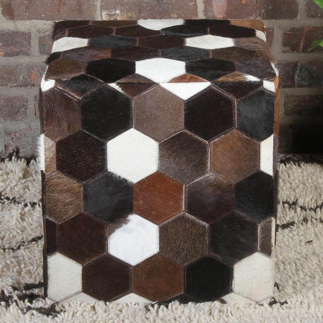 Patchwork leather seat cushion Vanita