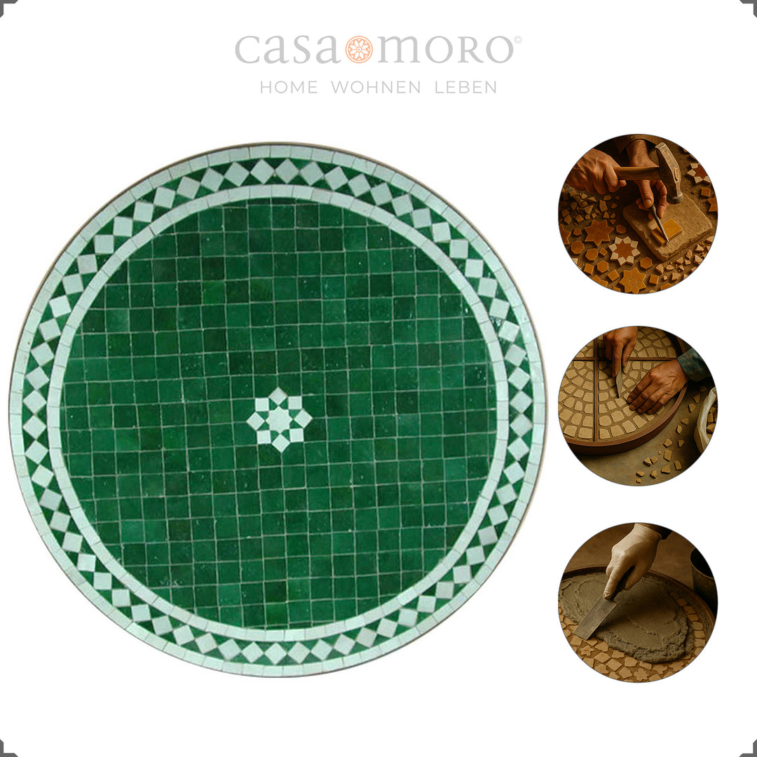 Mosaic table 60 cm with wrought iron frame in rust look