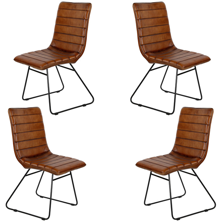 Brown leather dining room chair