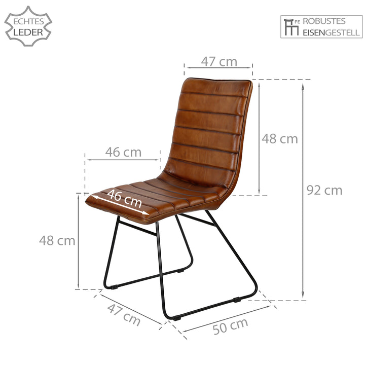Brown leather dining room chair