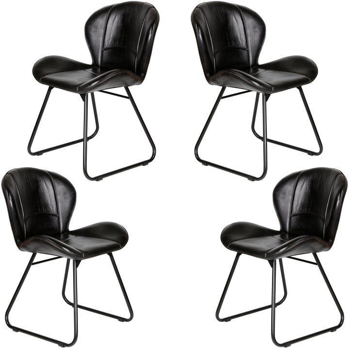 Upholstered chair made of genuine leather - leather chair black