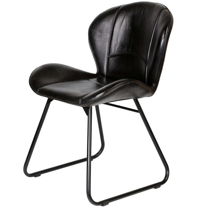 Upholstered chair made of genuine leather - leather chair black