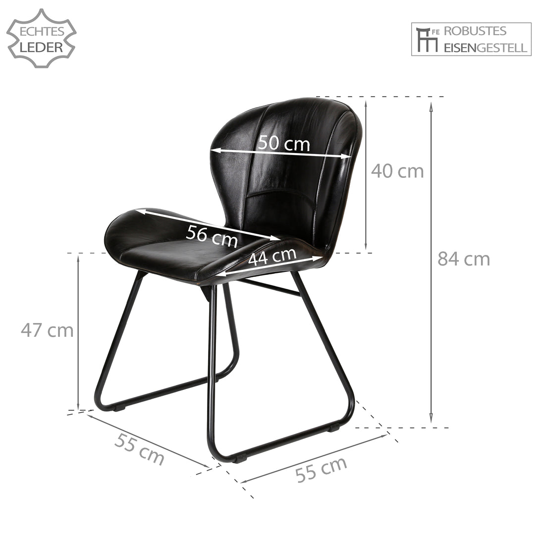 Upholstered chair made of genuine leather - leather chair black