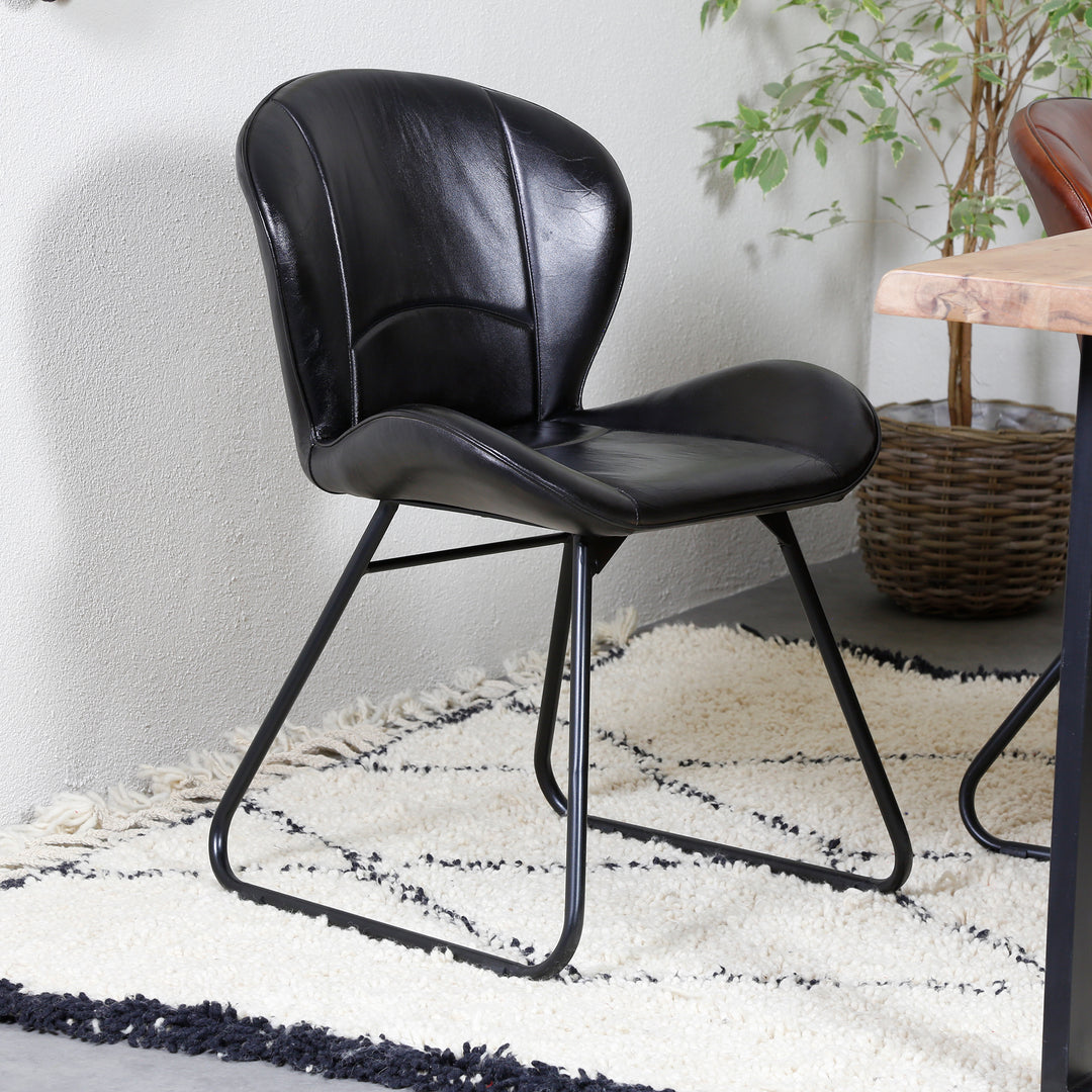 Upholstered chair made of genuine leather - leather chair black