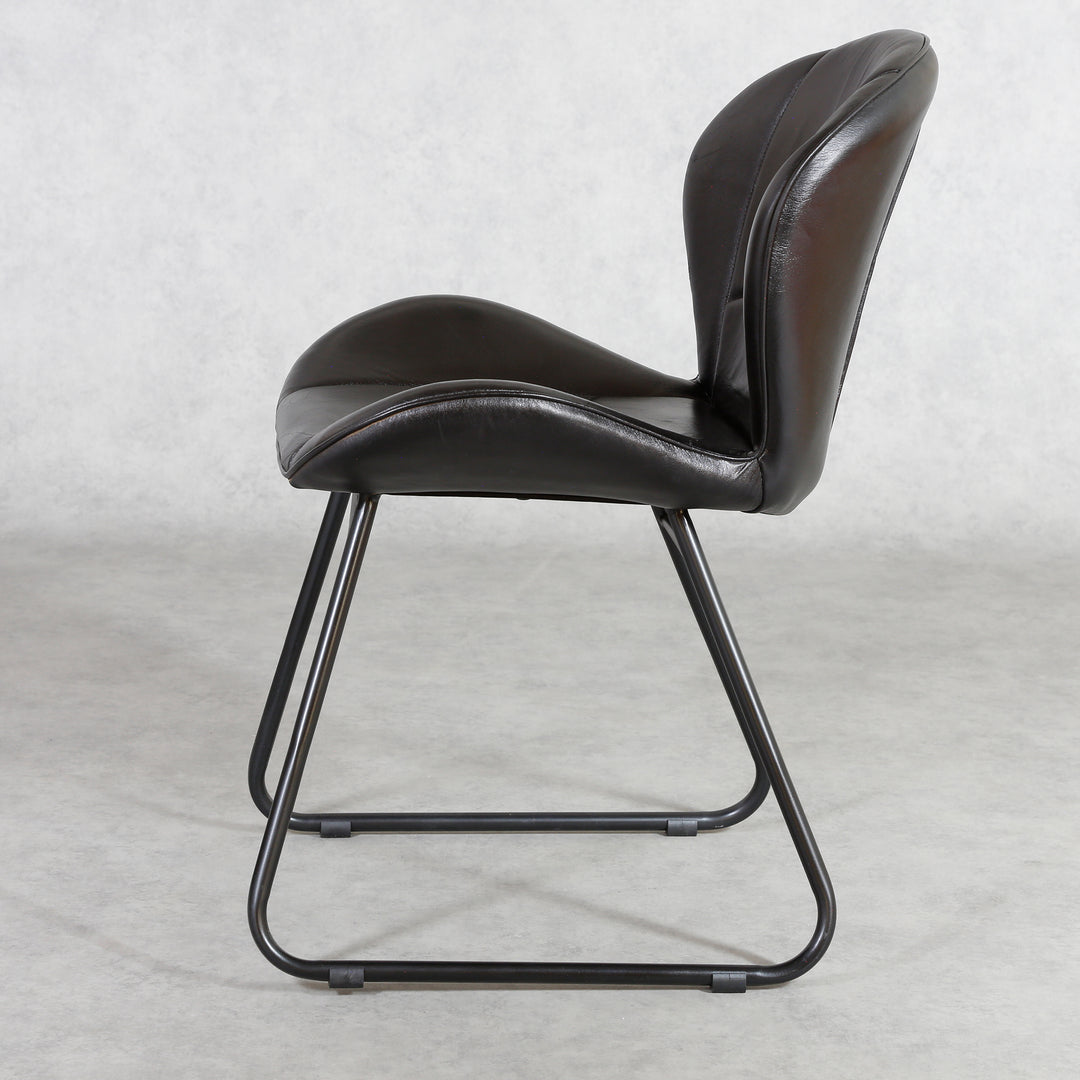 Upholstered chair made of genuine leather - leather chair black