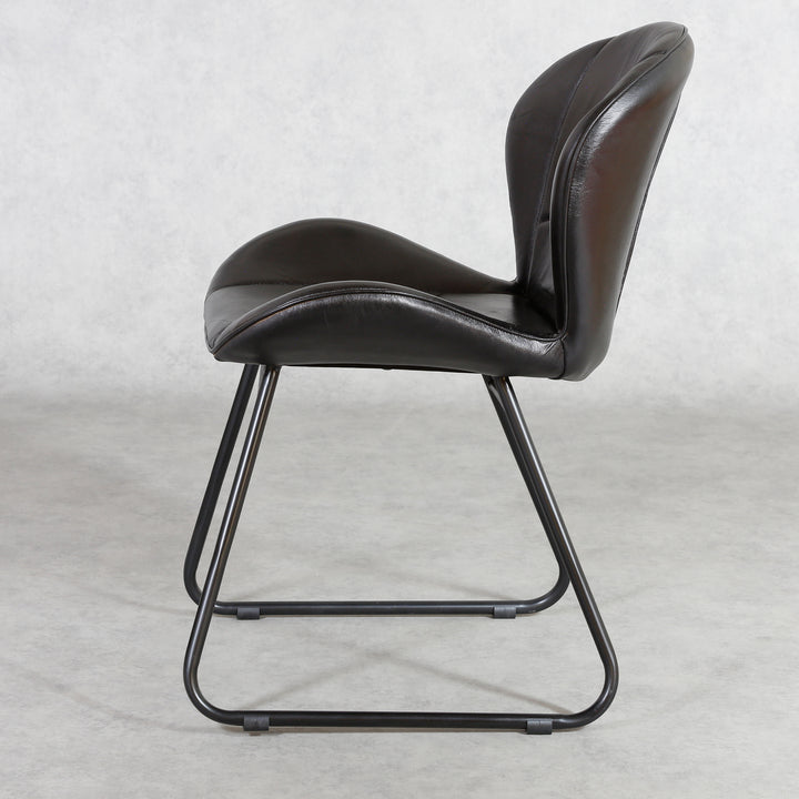 Upholstered chair made of genuine leather - leather chair black