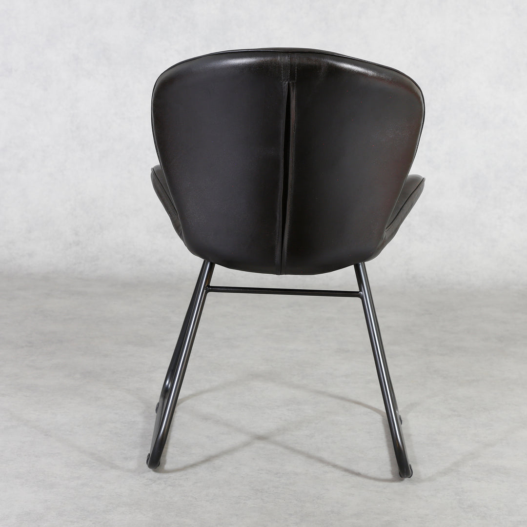 Upholstered chair made of genuine leather - leather chair black
