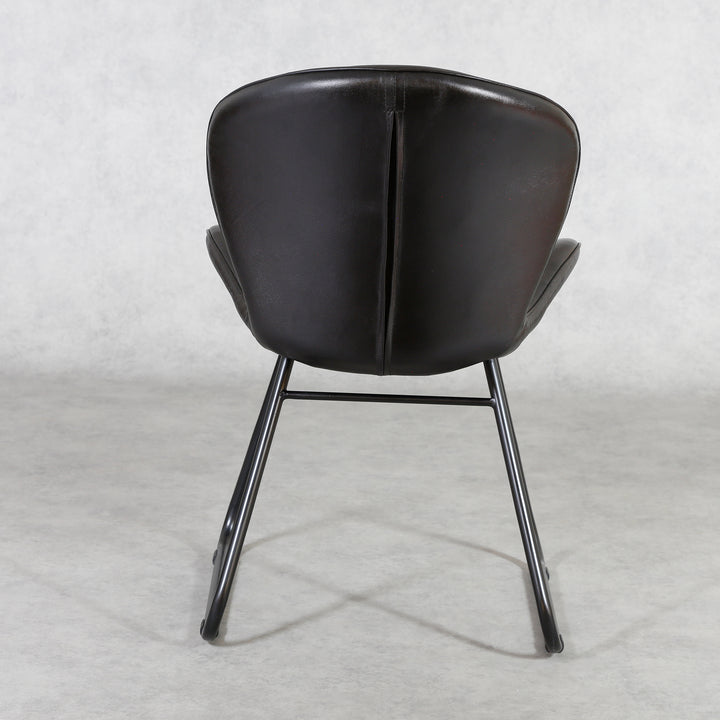 Upholstered chair made of genuine leather - leather chair black
