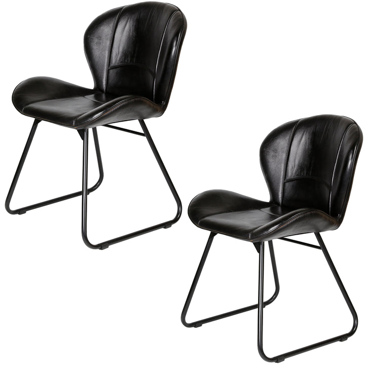 Upholstered chair made of genuine leather - leather chair black