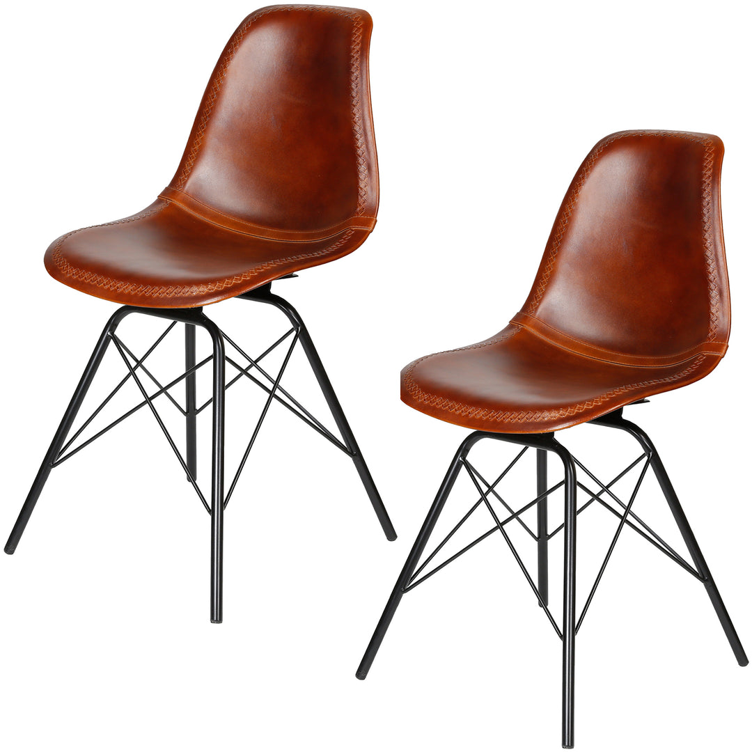 Dining room chair leather brown