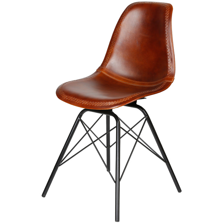 Dining room chair leather brown