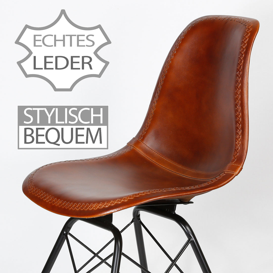 Dining room chair leather brown
