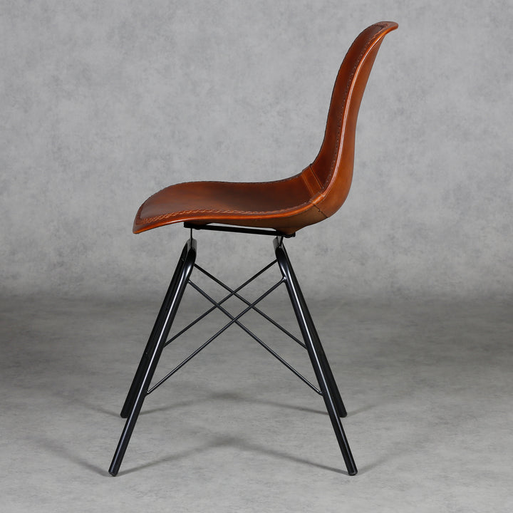 Dining room chair leather brown