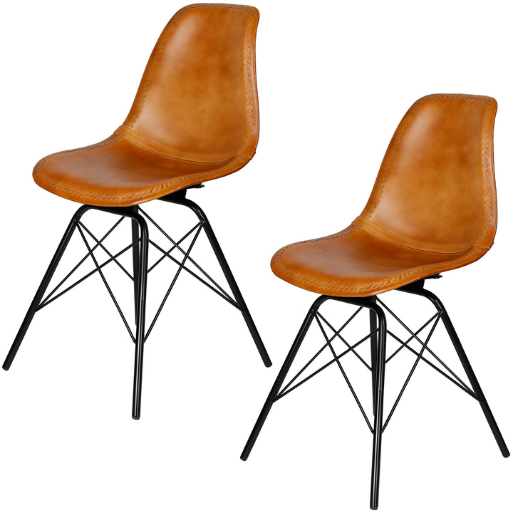 Dining room chair leather cognac