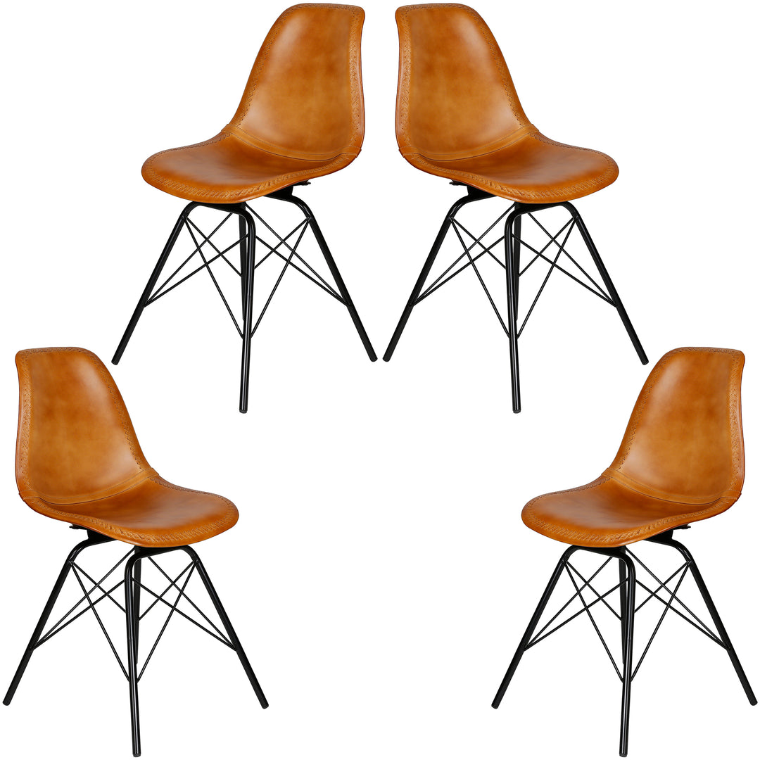 Dining room chair leather cognac