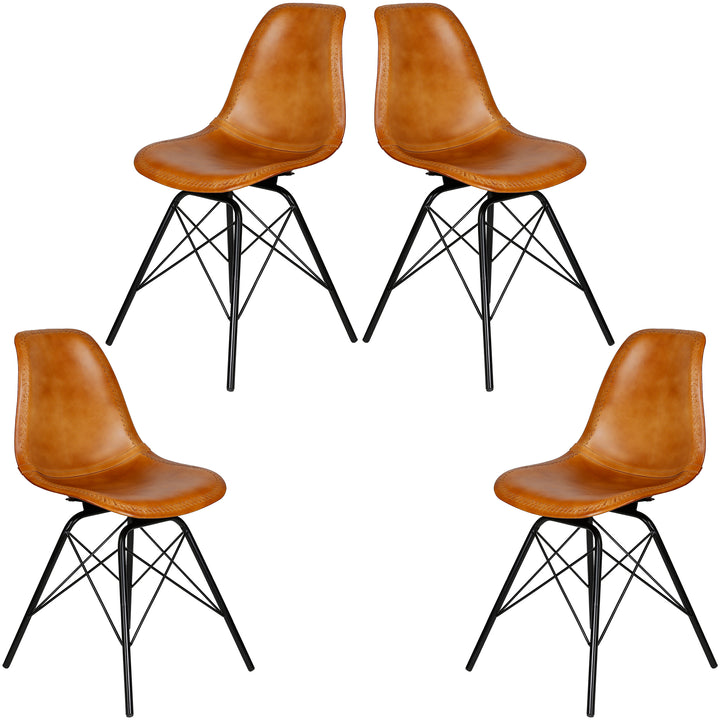 Dining room chair leather cognac