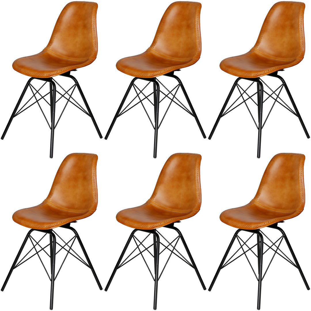 Dining room chair leather cognac