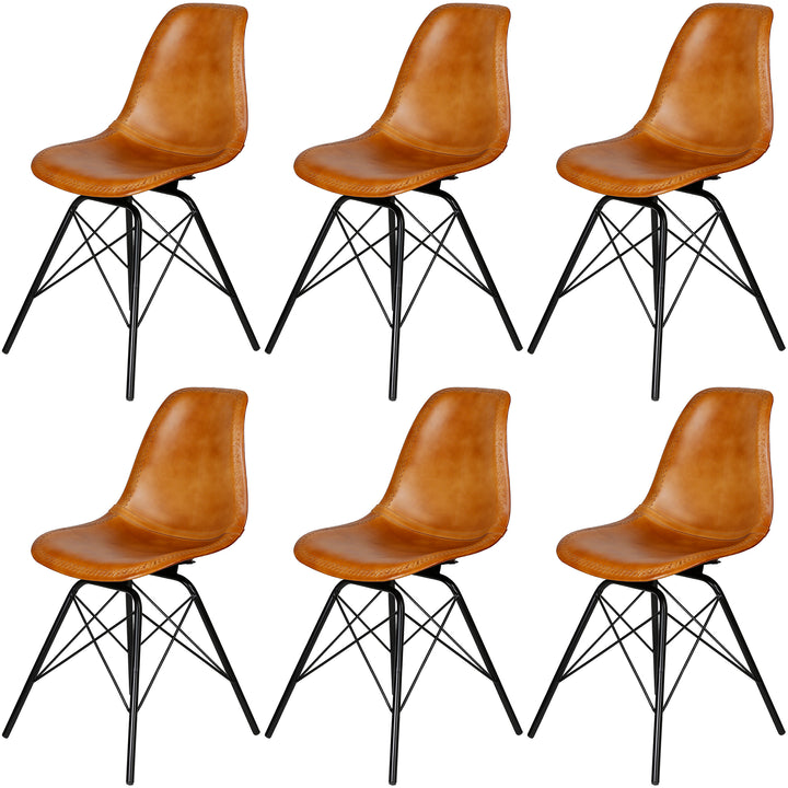 Dining room chair leather cognac