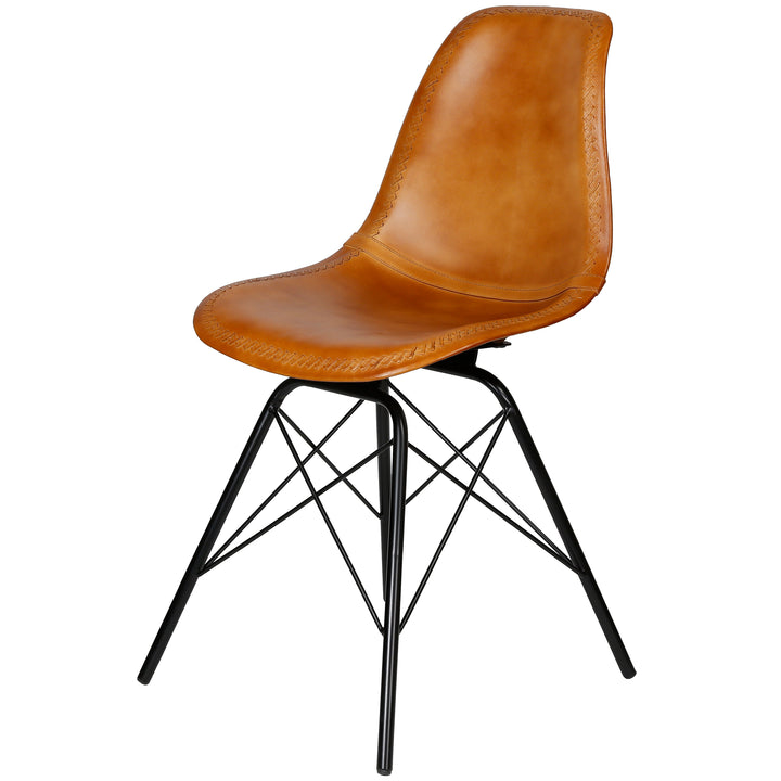 Dining room chair leather cognac