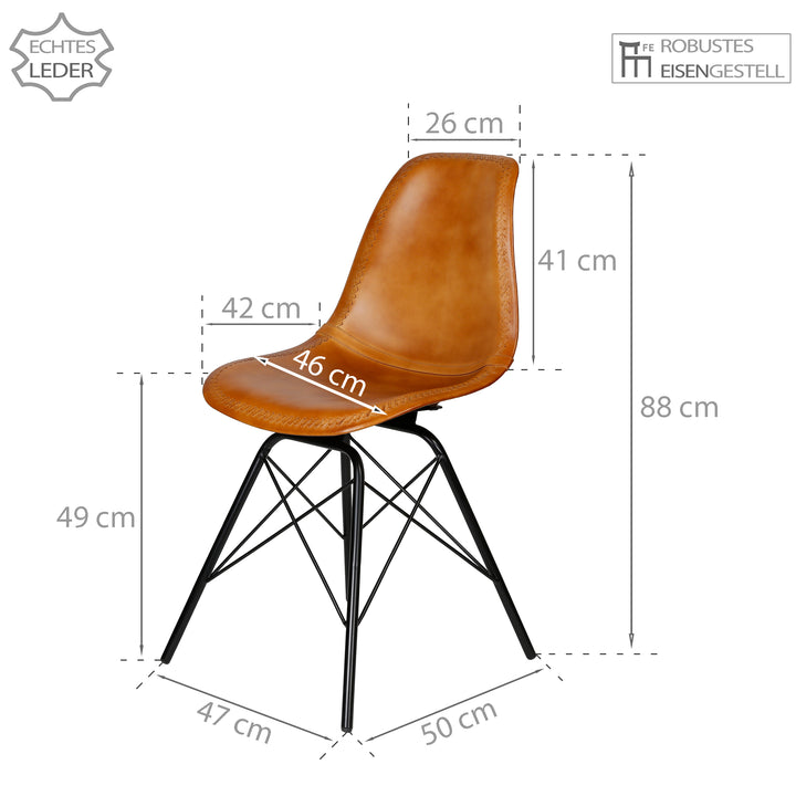 Dining room chair leather cognac