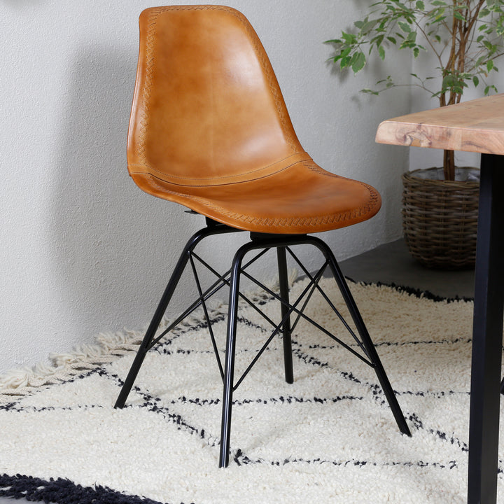Dining room chair leather cognac