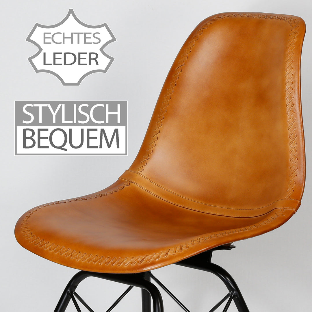 Dining room chair leather cognac