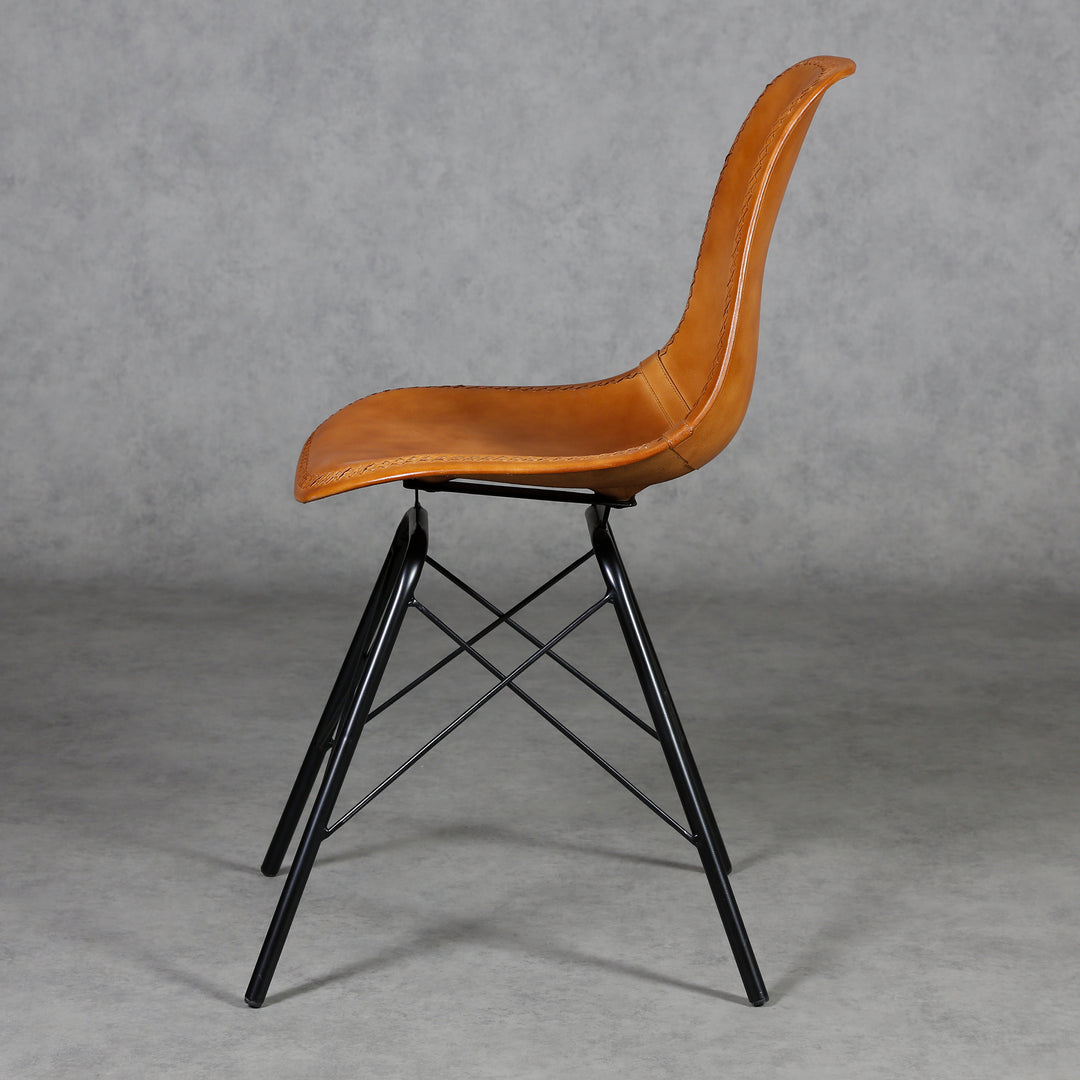 Dining room chair leather cognac