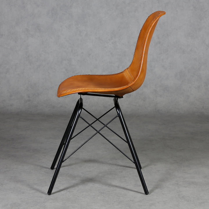 Dining room chair leather cognac