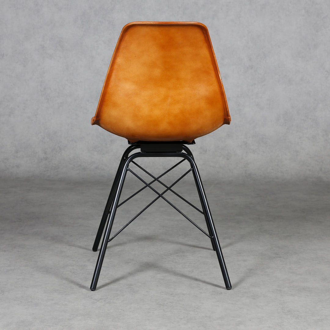 Dining room chair leather cognac
