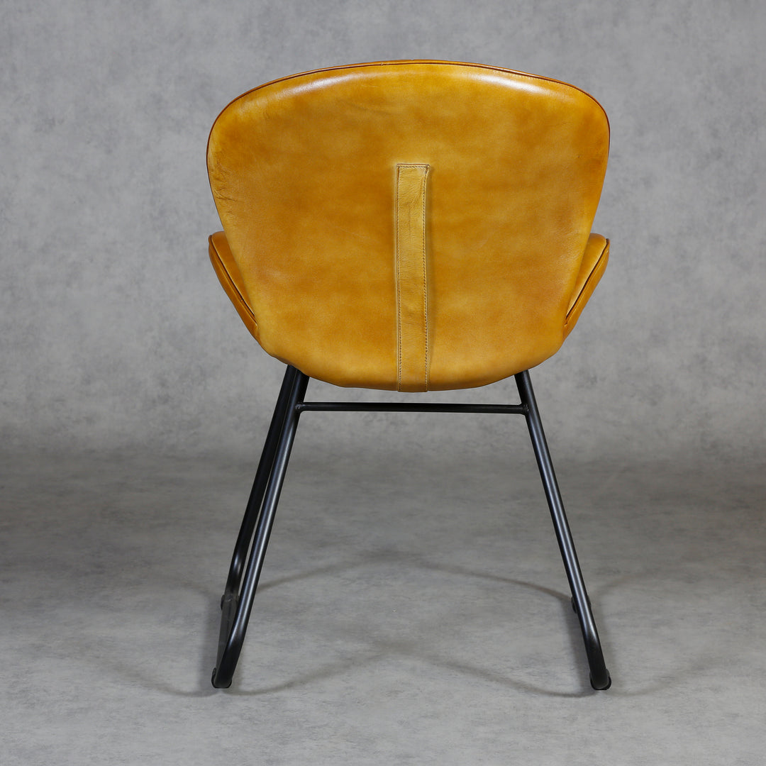 Dining room chair leather cognac brown