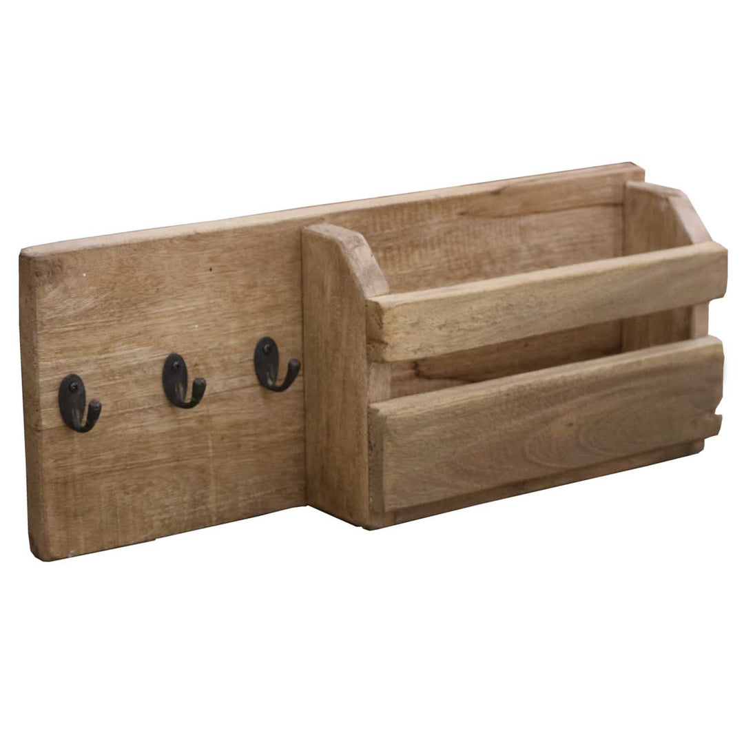 Wall key holder with shelf and hooks