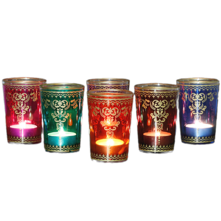 Tealight glasses set of 6 colorful mix