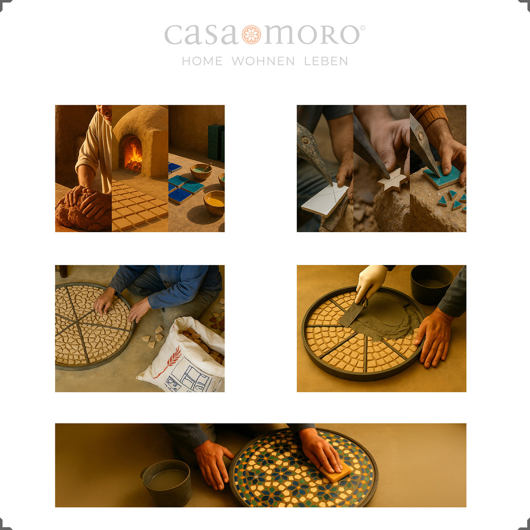 Stable mosaic table with metal frame - garden table 120x80 cm made of wrought iron