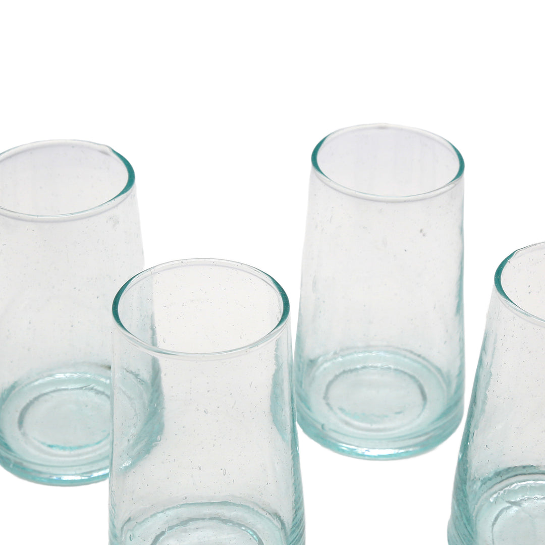 Cocktail glasses set made of clear glass in a pack of 4 - mouth-blown with visible structure