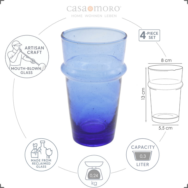 Four mouth-blown glasses in a set - ideal for latte macchiato, dessert or cocktail