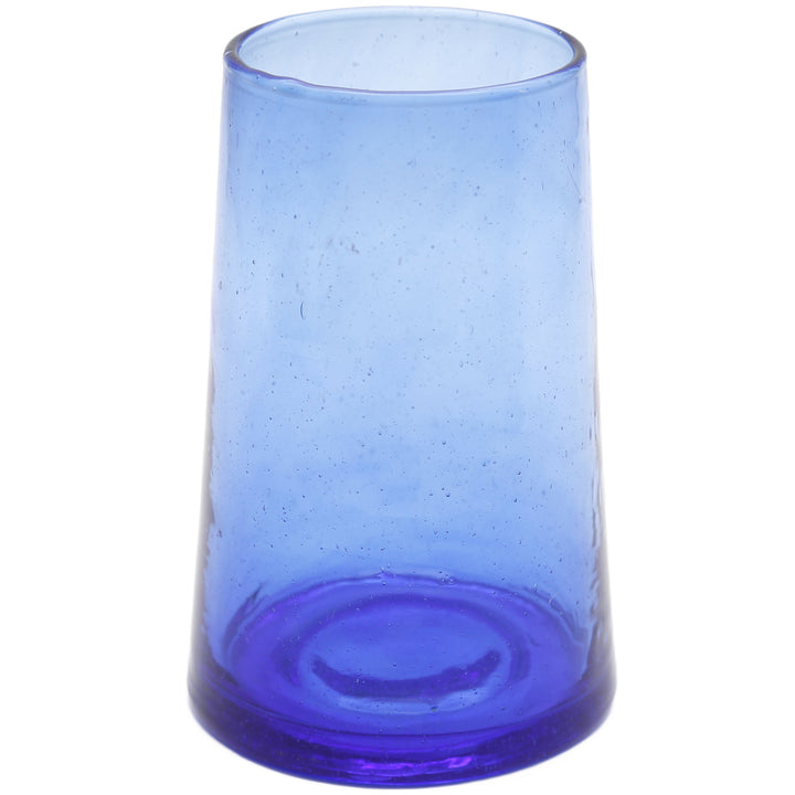 Cocktail glasses set in a pack of 4 - tinted blue, hand-blown and slightly conical in shape