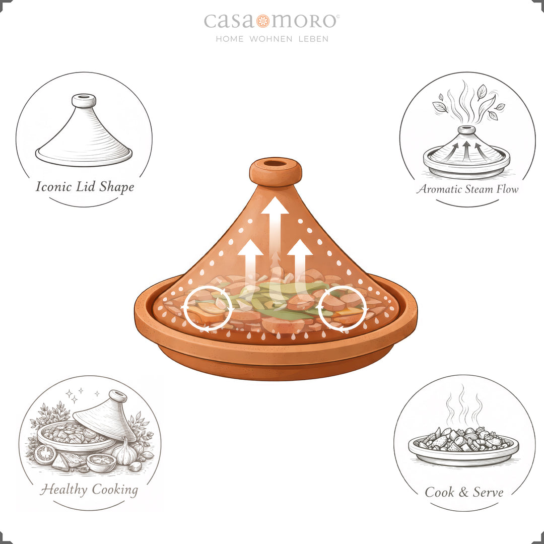Great Tajine from Morocco 34 cm, natural for aromatic and traditional recipes