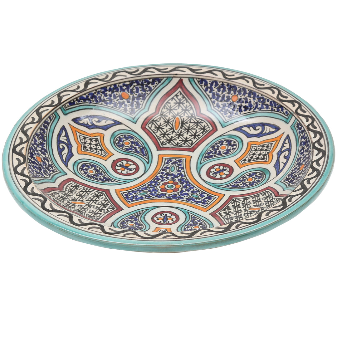 Hand-painted Moroccan ceramic bowl with floral and geometric patterns