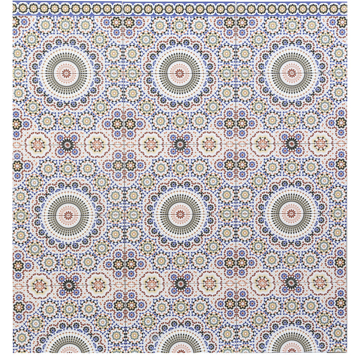 Multicolored ceramic wall tile in an oriental pattern design 40x25 cm for kitchen and bathroom
