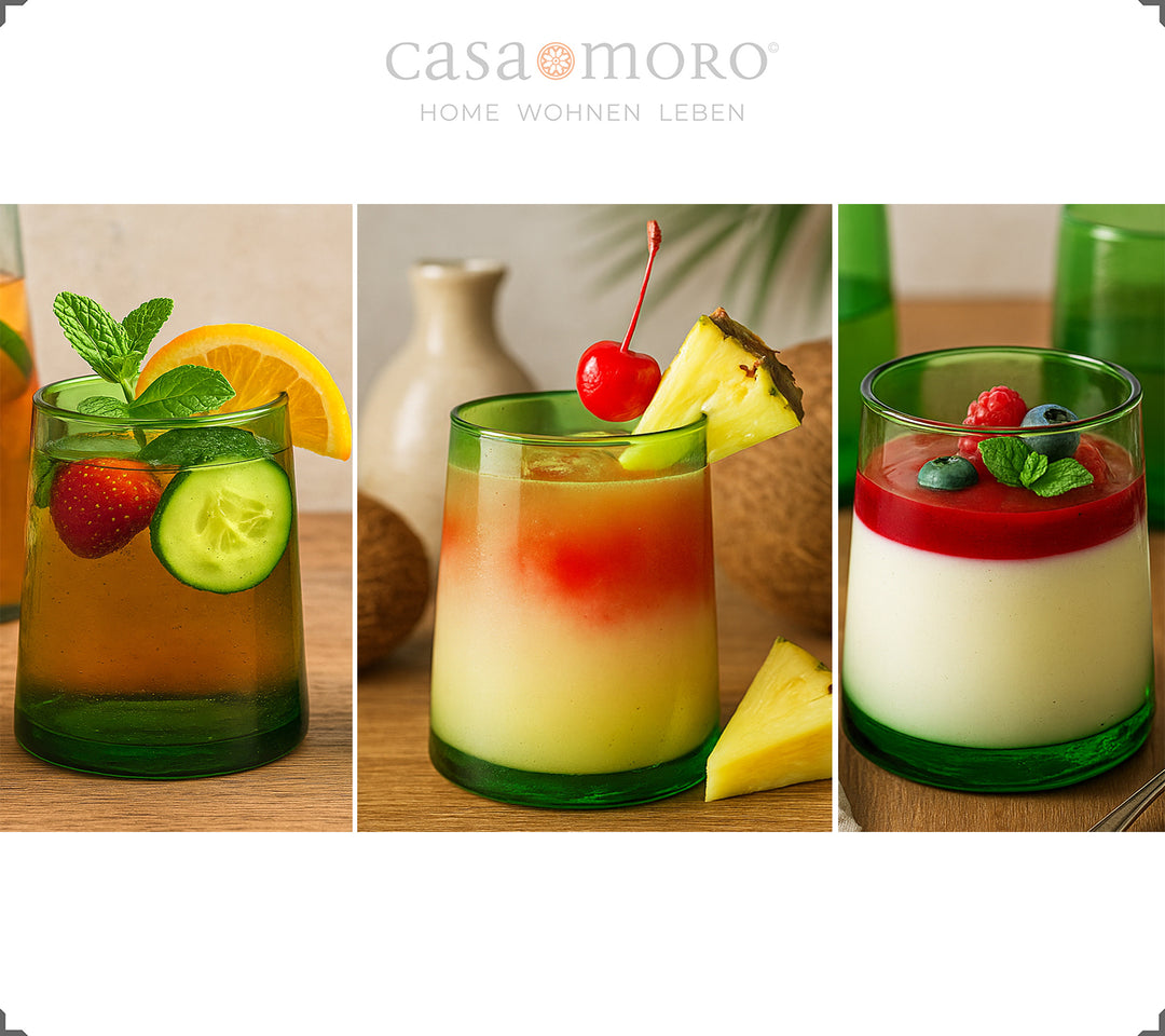 Long drink glasses in strong green – for everyday use or guests